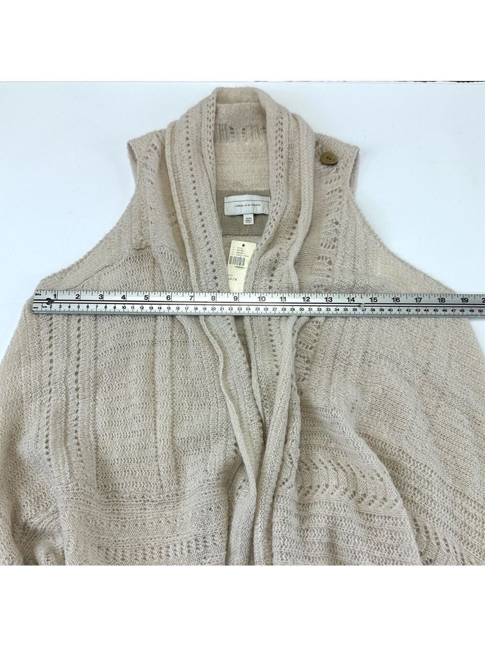 Angel of the North Anthropologie cream pointelle NWT knit vest XS/S boho coastal - Picture 7 of 10